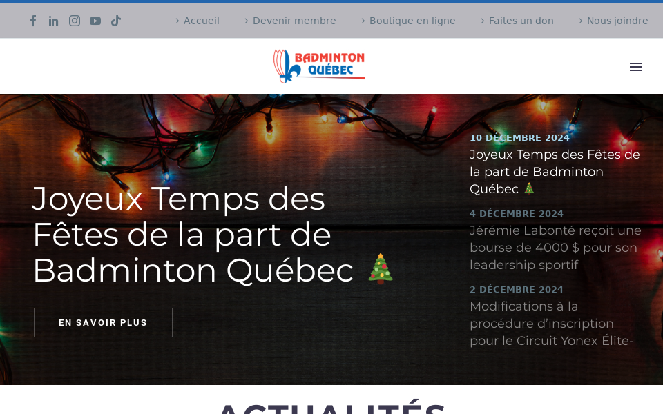 www.badmintonquebec.com/ screen capture