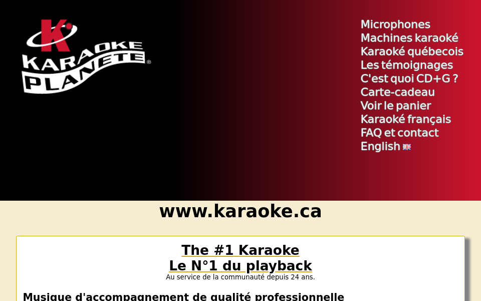 www.karaoke.ca/ screen capture