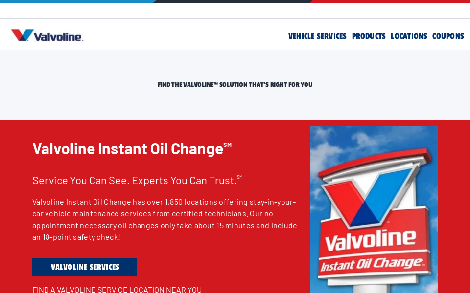 www.valvoline.com/ screen capture