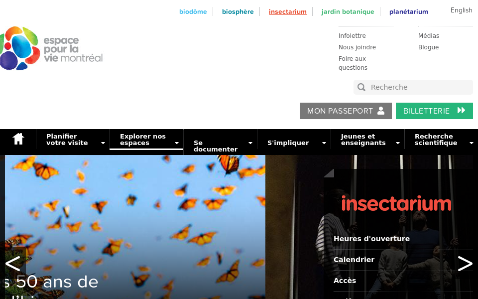 espacepourlavie.ca/insectarium screen capture