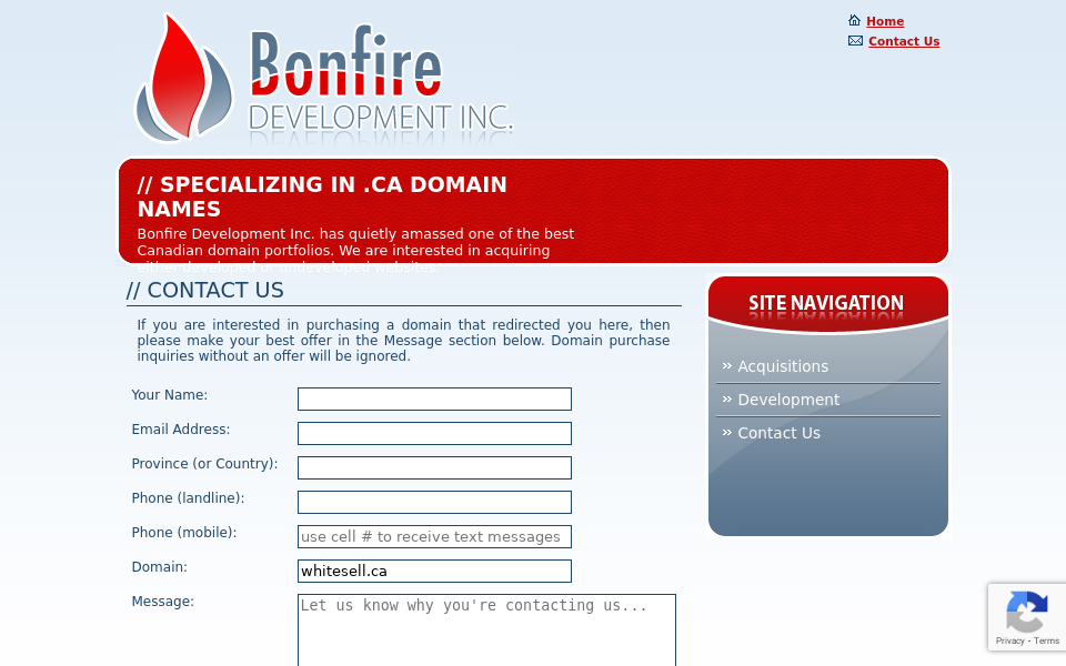 www.bonfire.ca/contact-us/?domain=whitesell.ca screen capture