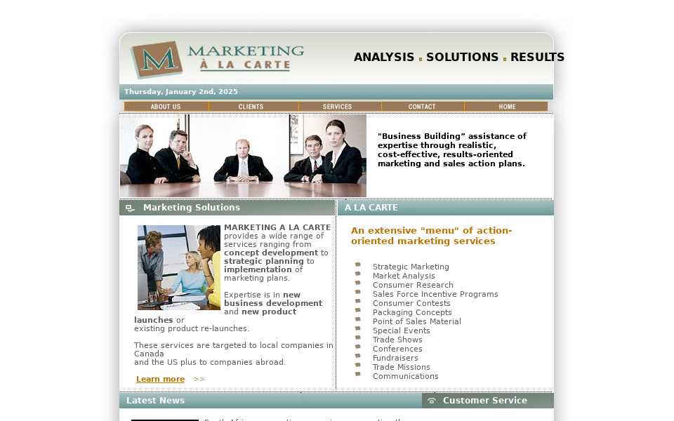 www.marketingalacarte.ca/ screen capture