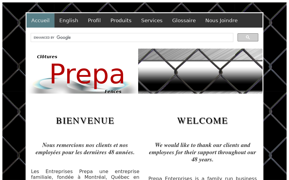 prepafences.com/index.html screen capture