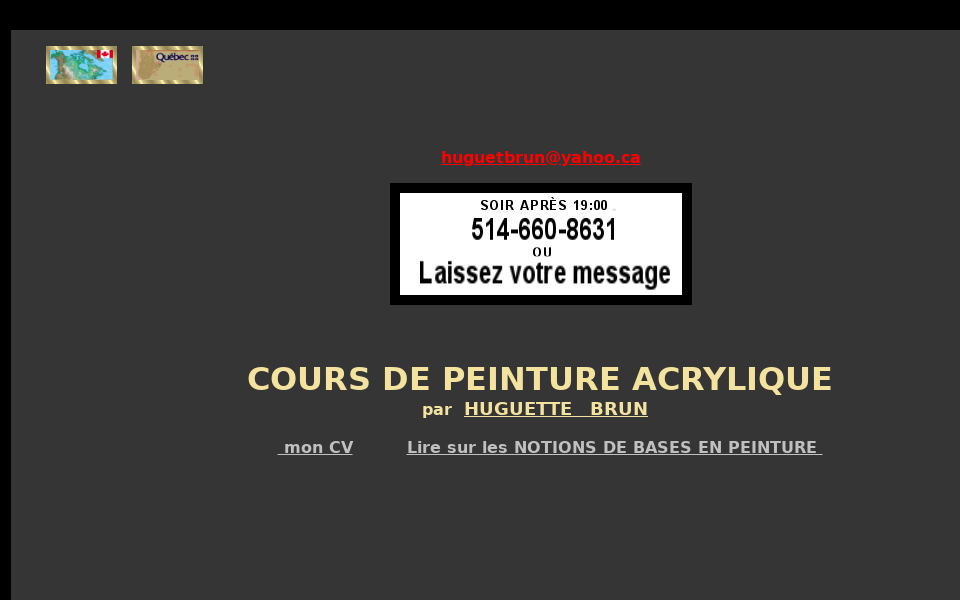 huguettebrun.com/cours.htm screen capture