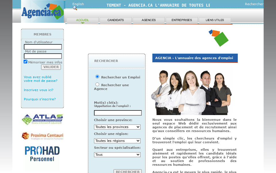 www.agencia.ca screen capture