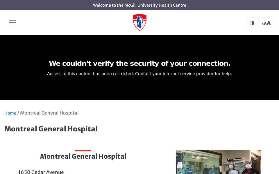 muhc.ca/montreal-general-hospital screen capture