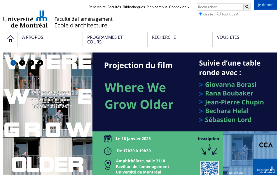 architecture.umontreal.ca/accueil/ screen capture