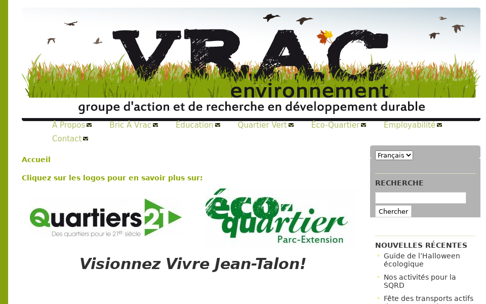 vracenvironnement.org/ screen capture