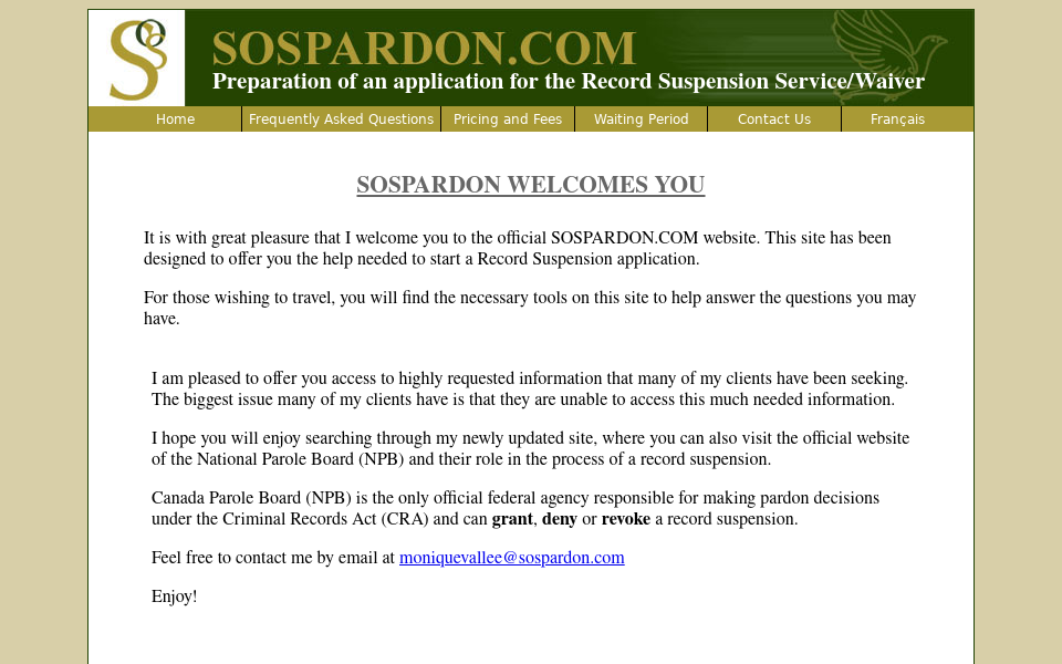 www.sospardon.com/ screen capture