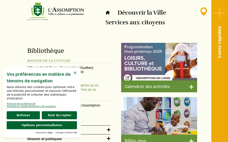 www.bibliotheque.ville.lassomption.qc.ca/ screen capture