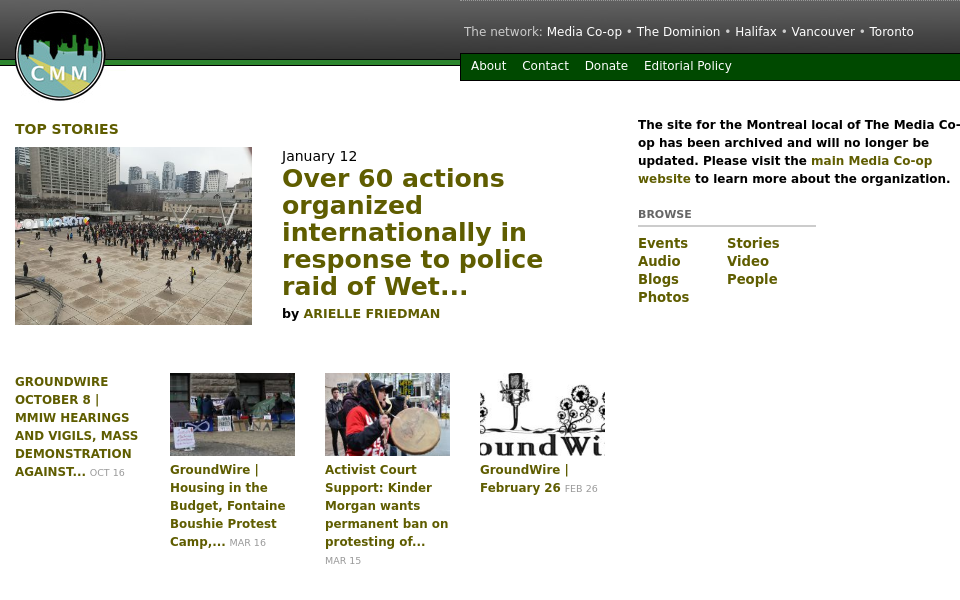 montreal.mediacoop.ca/ screen capture