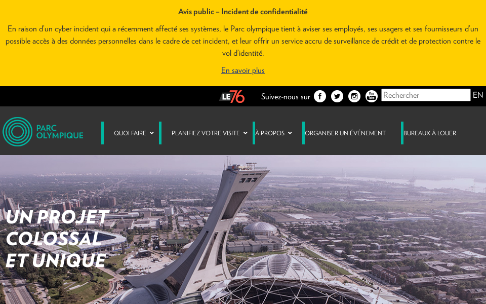parcolympique.qc.ca/ screen capture