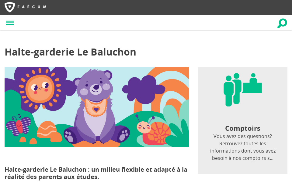 www.faecum.qc.ca/services/halte-garderie-le-baluchon screen capture