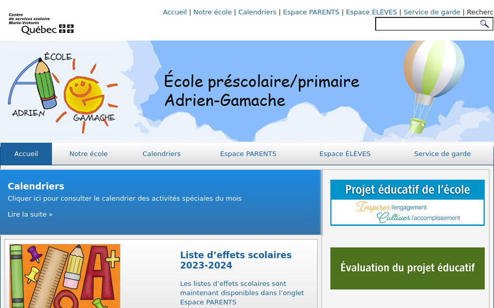 adriengamache.ecoles.csmv.qc.ca/ screen capture