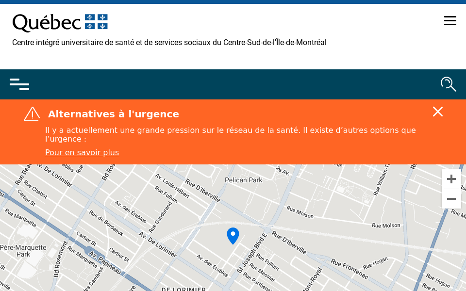ciusss-centresudmtl.gouv.qc.ca/etablissement/centre-de-readaptation-en-deficience-physique-lucie-bruneau screen capture