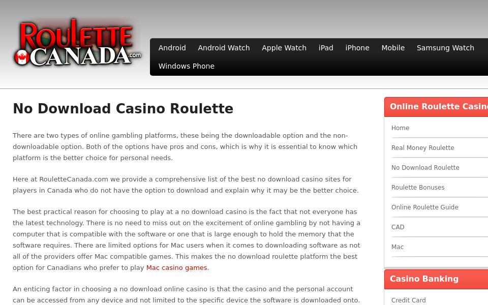 roulettecanada.com/no-download screen capture