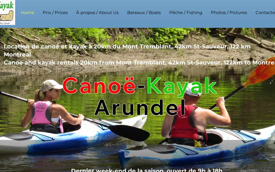 www.canoekayakarundel.com/ screen capture