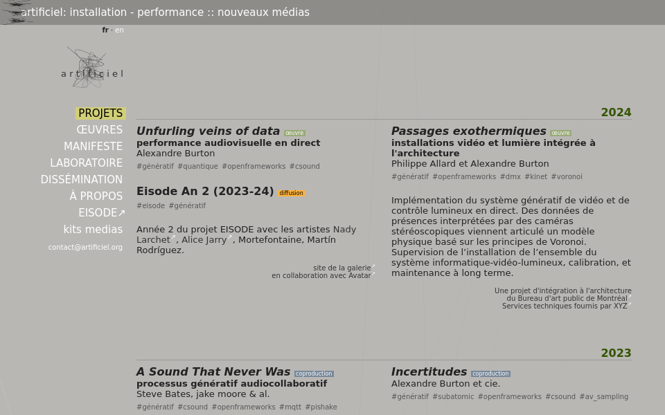 artificiel.org/ screen capture