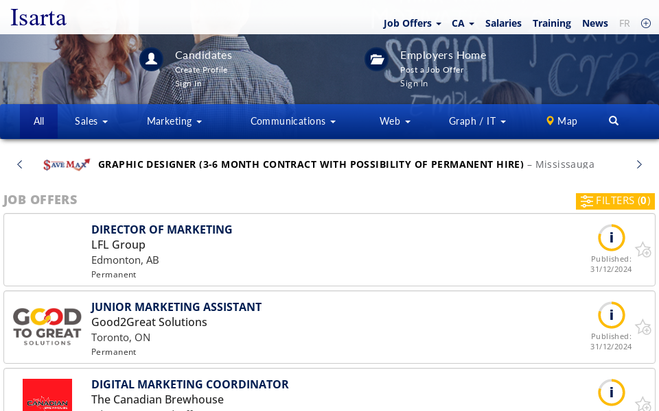 emplois.isarta.com/jobs/index.shtml screen capture